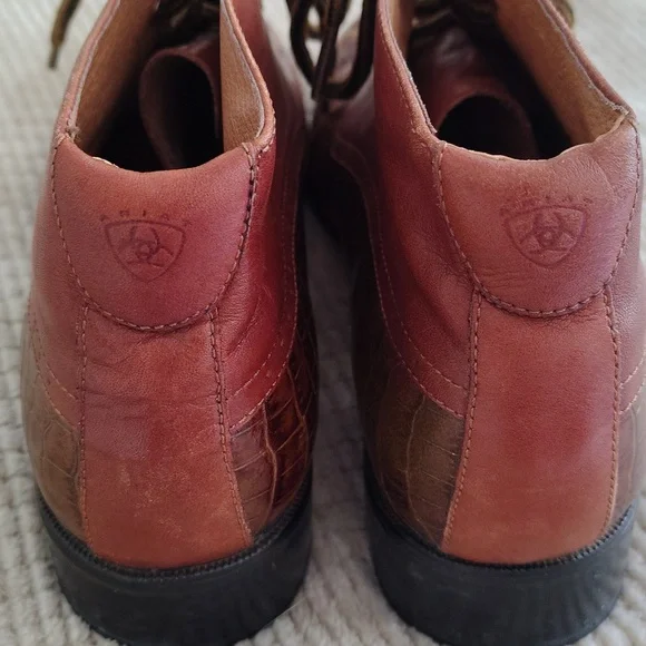 ARIAT Croc Embossed Leather Lace Up Boots Women's 8B - Picture 7 of 15